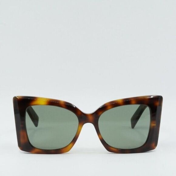 ?️ New Saint Laurent SLM119 BLAZE 002 Sunglasses - Havana Frame, Green Lenses